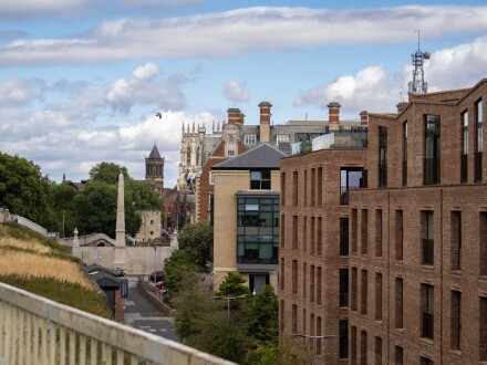 Glimpse of York Minster from footbridges 2, Richard Masters