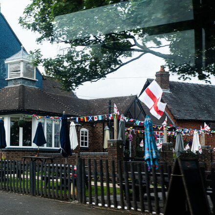 Bunting at the pub, Bryan Stanton